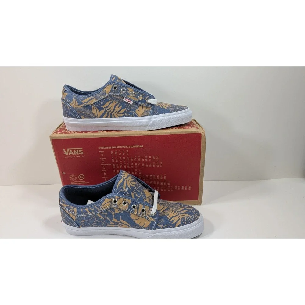 VANS Mens Chukka Low (Leaves) Blue Twill Skateboard Sneakers Shoes Size 10.5